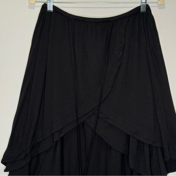 🍁 Diesel Women's Low High Fit and Flare Knee Length Skirt Asymmetrical Hem Black - Picture 5 of 15